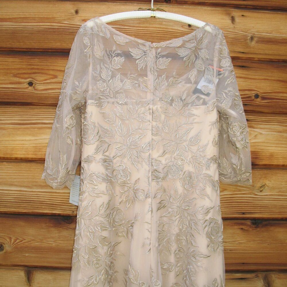 La Femme Women’s Floral Embroidered Mesh A-Line Gown Dress - Picture 13 of 16